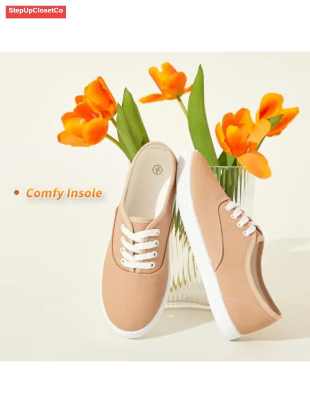 Women's White Canvas Slip-on Sneakers Breathable Flat Shoes